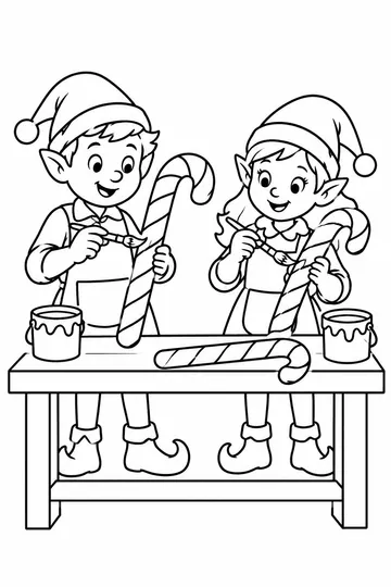 Candy Cane Workshop coloring page