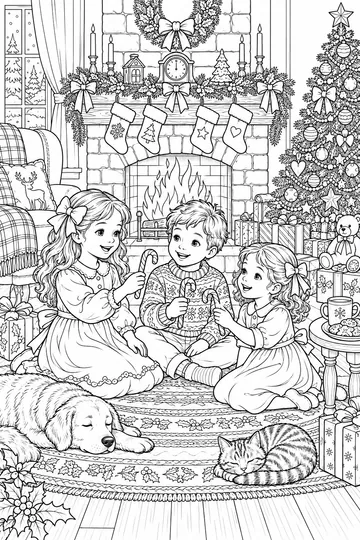 Sharing Candy Canes coloring page