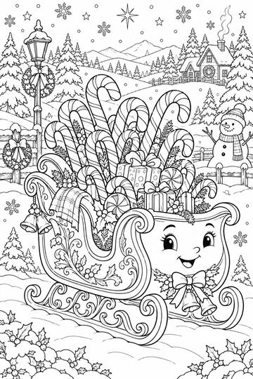 Sleigh Full of Candy Canes coloring page