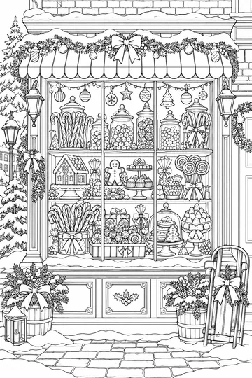 Christmas Sweet Shop coloring page