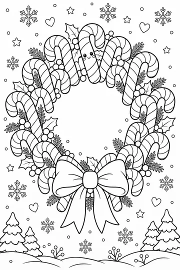 Candy Cane Wreath coloring page