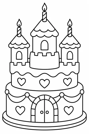 Castle Cake coloring page