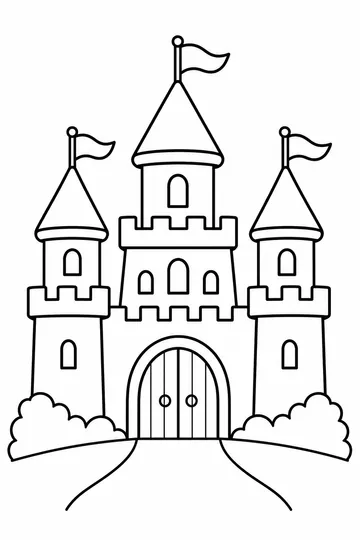 Castle with Flags coloring page
