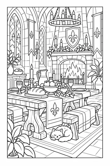 Castle Feast Hall coloring page