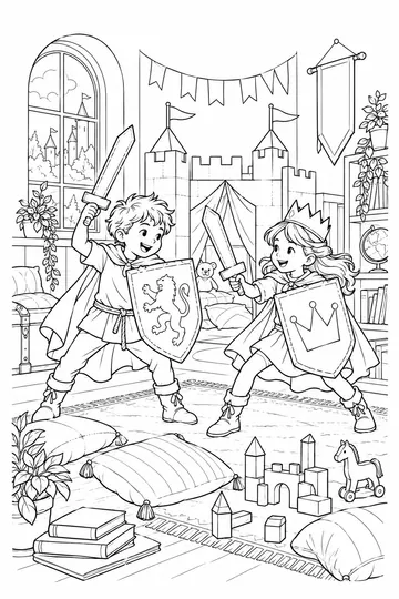 Kids Playing Castle coloring page