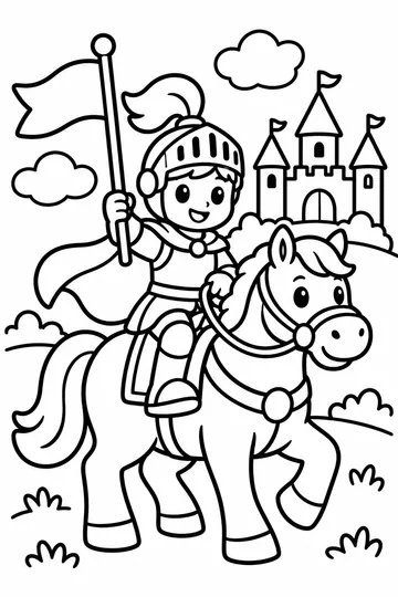 Knight and Horse coloring page