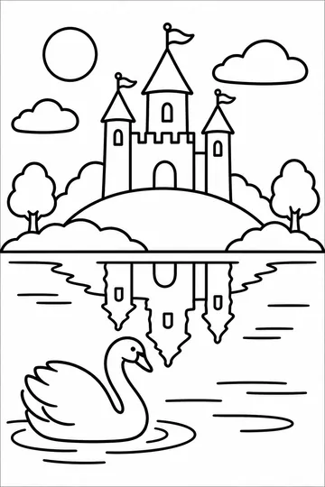 Castle by the Lake coloring page