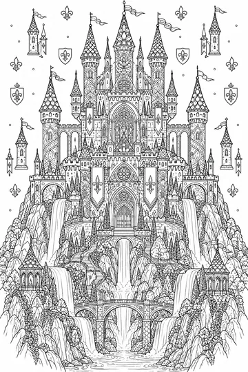 Fantasy Castle Zentangle coloring page