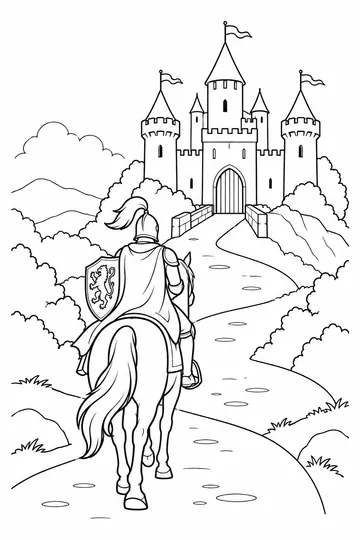 Knight and Castle coloring page