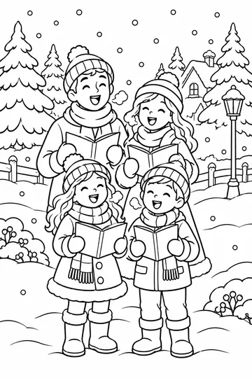 Carolers coloring page