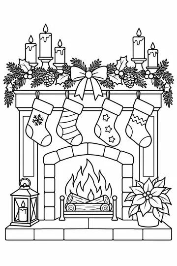 Holiday Mantel coloring page