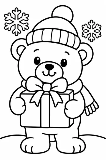 December Bear coloring page