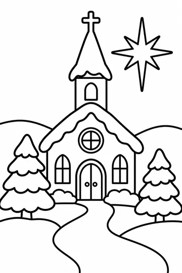 Little Church in the Snow coloring page