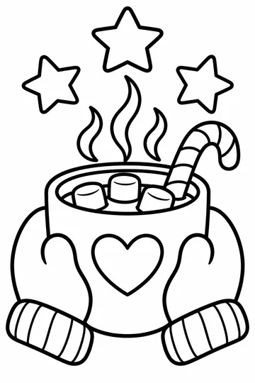 Mittens and Cocoa coloring page
