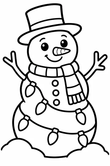 Snowman and Lights coloring page