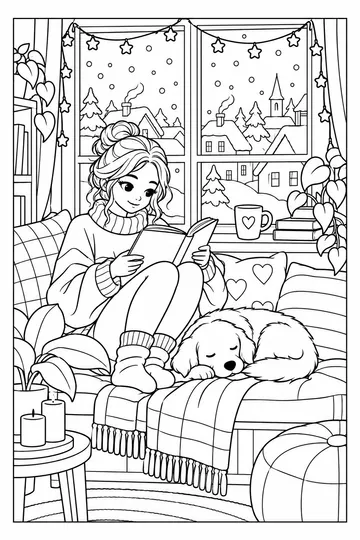 December Window Seat coloring page