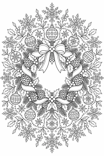 Holly Wreath Mandala coloring page