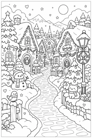 Snowy Street coloring page