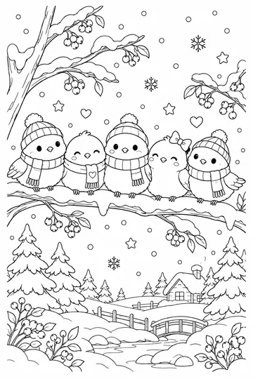 Winter Birds coloring page