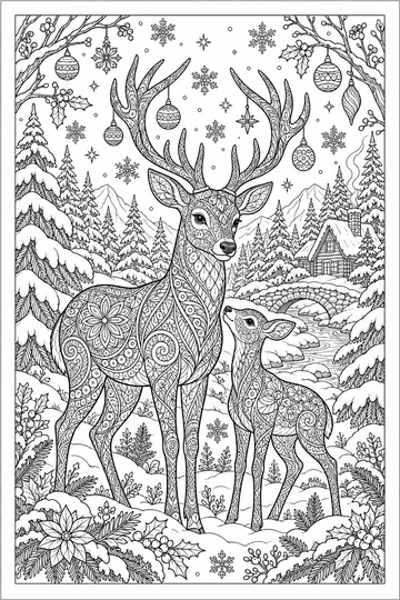 Winter Forest Zentangle coloring page