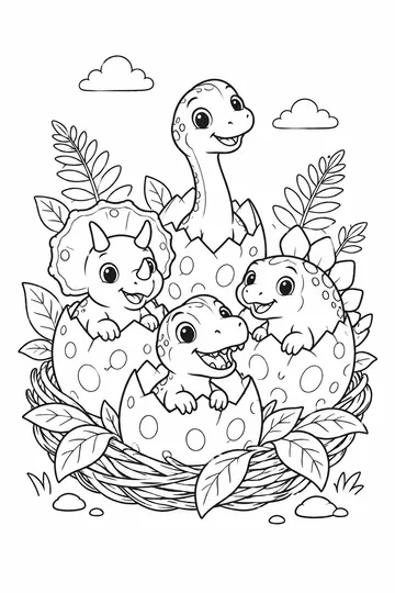 Hatching Dinosaurs coloring page