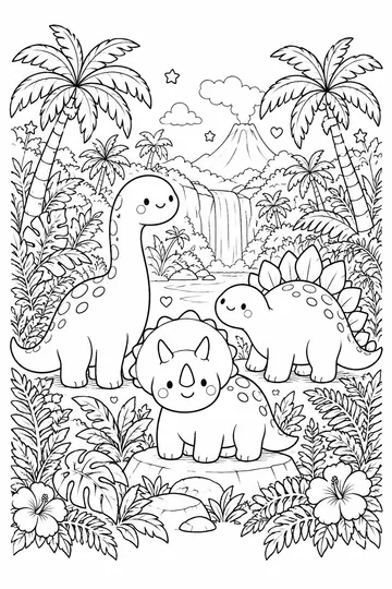 Jungle Dinosaurs coloring page