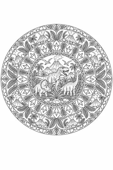 Dinosaur Mandala coloring page