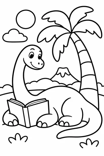 Dinosaur Under a Tree coloring page