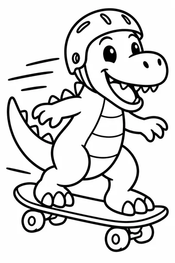 Skateboarding Dinosaur coloring page