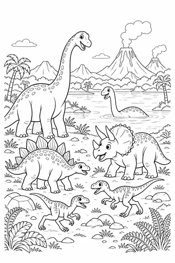 Prehistoric Landscape coloring page