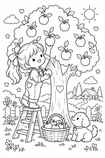 Apple Picking coloring page