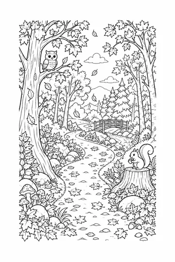 Autumn Forest Path coloring page