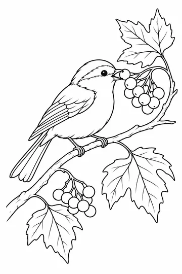 Bird and Berries coloring page
