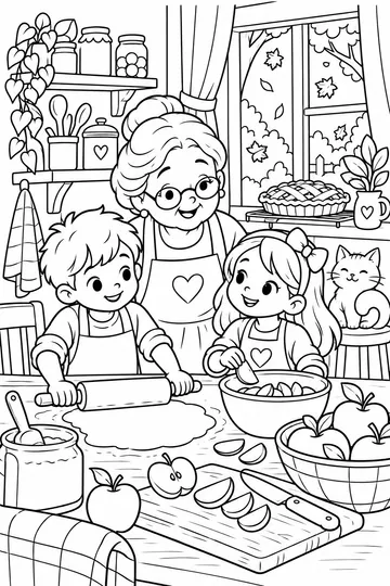 Baking Apple Pie coloring page