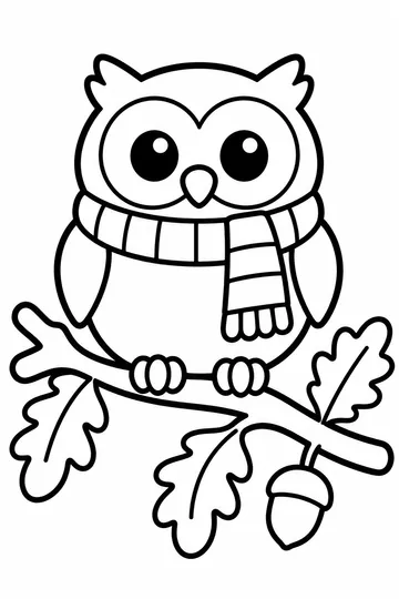 Owl in a Scarf coloring page