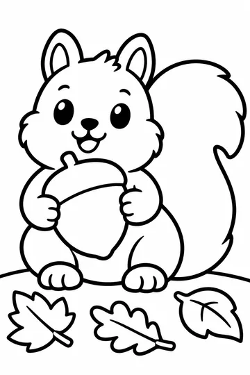 Squirrel and Acorn coloring page