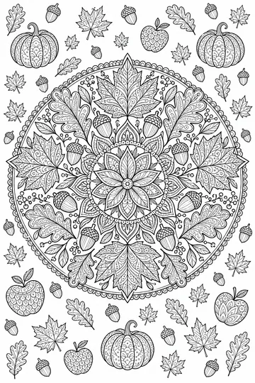 Leaf Mandala Zentangle coloring page