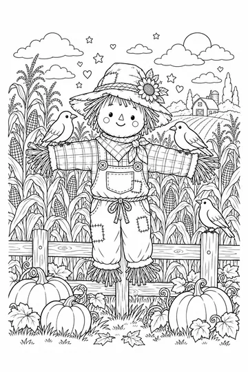 Scarecrow in the Field coloring page