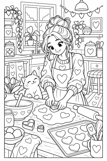 Heart Cookies coloring page