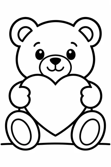 Bear with Heart coloring page