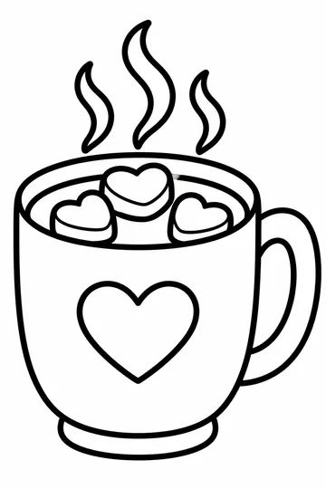 Cocoa and Hearts coloring page
