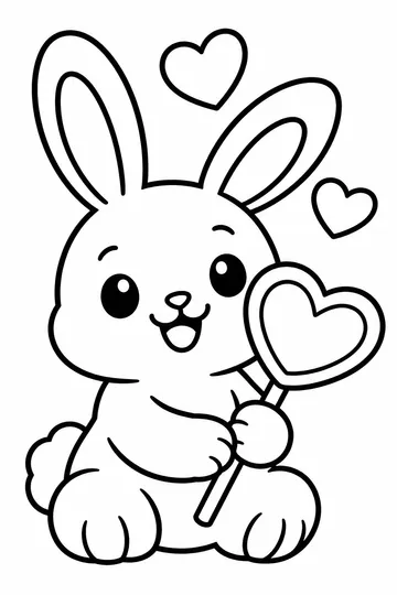 Bunny and Heart coloring page