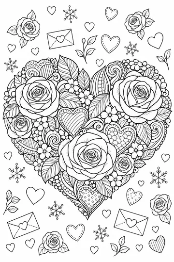 Floral Heart Zentangle coloring page