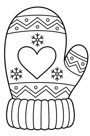 Mitten with a Heart coloring page