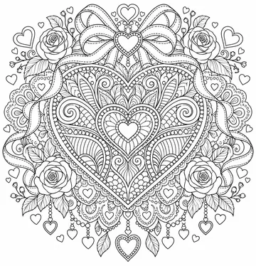 Lace Valentine Frame Zentangle coloring page