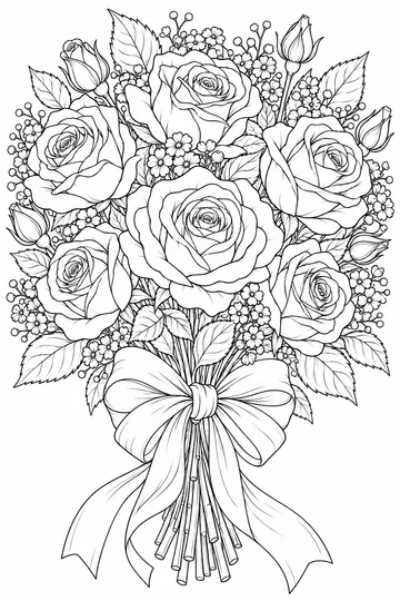 Rose Bouquet coloring page