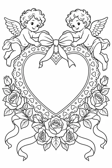 Victorian Valentine coloring page