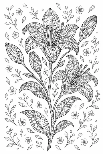 Botanical Study Zentangle coloring page
