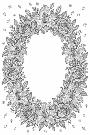 Floral Frame Zentangle coloring page