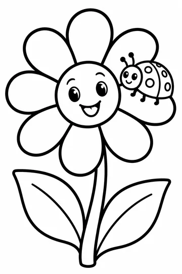 Ladybug on a Daisy coloring page